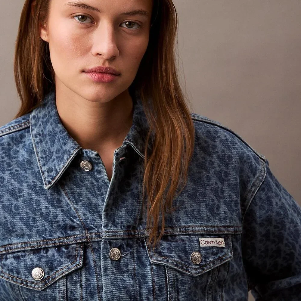 Calvin Klein 90s Logo Monogram Denim Jacket - Dark/Blue - Picture 2 of 2